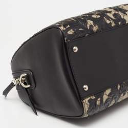 Gucci Black/Beige GG Supreme Canvas and Leather Medium Arabesque Boston Bag