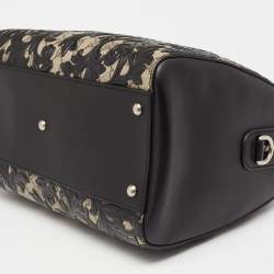 Gucci Black/Beige GG Supreme Canvas and Leather Medium Arabesque Boston Bag