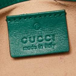Pre Owned Gucci Green Matelassé Leather Mini GG Marmont Super Shoulder Bag