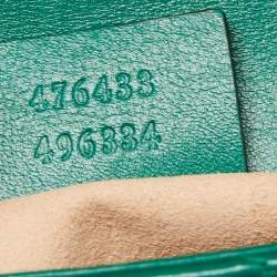 Pre Owned Gucci Green Matelassé Leather Mini GG Marmont Super Shoulder Bag