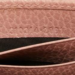Pre Owned Gucci English Rose Leather Interlocking G Wallet on Chain