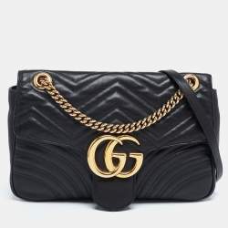 Gucci Black Matelassé Leather Medium GG Marmont Shoulder Bag Gucci | TLC