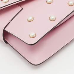 Pre Owned Gucci Pink Leather Broadway Pearly Bee Shoulder Bag