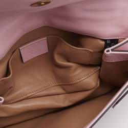 Pre Owned Gucci Pink Leather Broadway Pearly Bee Shoulder Bag