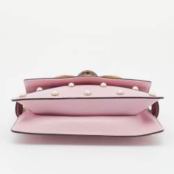 Pre Owned Gucci Pink Leather Broadway Pearly Bee Shoulder Bag