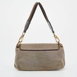 Gucci Beige/Brown Canvas And Leather Flap Shoulder Bag