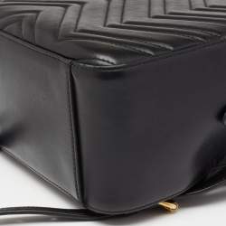 Gucci Black Matelassé Leather GG Marmont Backpack