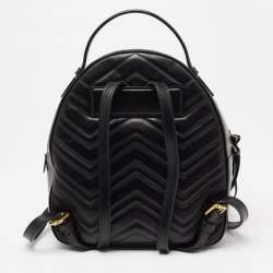 Gucci Black Matelassé Leather GG Marmont Backpack