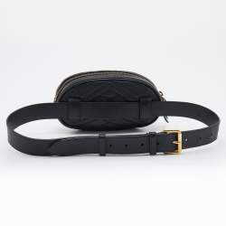 Pre Owned Gucci Black Matelassé Leather GG Marmont Belt Bag
