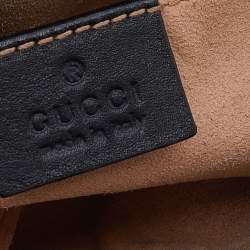 Pre Owned Gucci Black Matelassé Leather GG Marmont Belt Bag