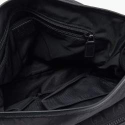 Pre Owned Gucci Black GG Nylon And Leather Flap Messenger Bag