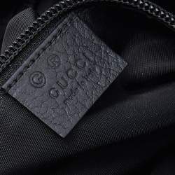 Pre Owned Gucci Black GG Nylon And Leather Flap Messenger Bag