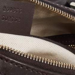 Pre Owned Gucci Dark Brown/Beige GG Canvas and Leather Small Vintage Web Boston Bag