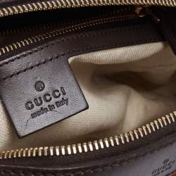 Pre Owned Gucci Dark Brown/Beige GG Canvas and Leather Small Vintage Web Boston Bag