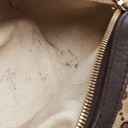 Pre Owned Gucci Dark Brown/Beige GG Canvas and Leather Small Vintage Web Boston Bag