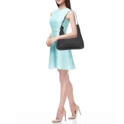 Pre Owned Gucci Grey/Black GG Canvas and Leather Hobo