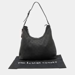 Pre Owned Gucci Grey/Black GG Canvas and Leather Hobo