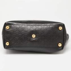 Pre Owned Gucci Black Guccissima Leather Medium Babouska Tote