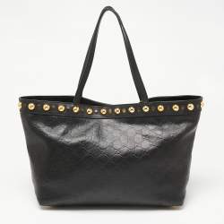 Pre Owned Gucci Black Guccissima Leather Medium Babouska Tote