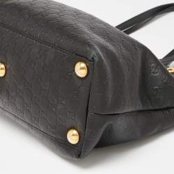 Pre Owned Gucci Black Guccissima Leather Medium Babouska Tote
