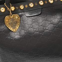 Pre Owned Gucci Black Guccissima Leather Medium Babouska Tote
