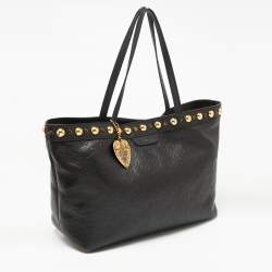 Pre Owned Gucci Black Guccissima Leather Medium Babouska Tote