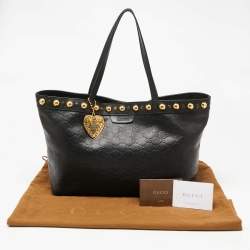 Pre Owned Gucci Black Guccissima Leather Medium Babouska Tote