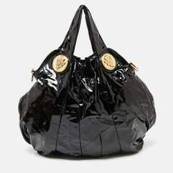 مملوكة مسبقًا Gucci Black Patent Leather Large Hysteria Tote
