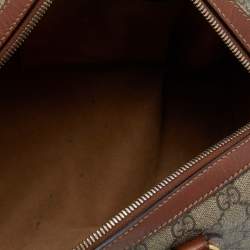 Pre Owned Gucci Beige/Brown GG Supreme Canvas And Leather Small Boston Bag