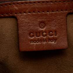 Pre Owned Gucci Beige/Brown GG Supreme Canvas And Leather Small Boston Bag
