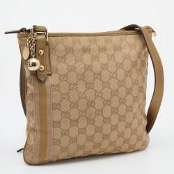 Gucci Beige/Gold GG Canvas Jolicoeur Charms Messenger Bag