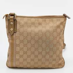 Gucci Beige/Gold GG Canvas Jolicoeur Charms Messenger Bag