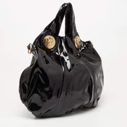 مملوكة مسبقًا Gucci Black Patent Leather Large Hysteria Hobo