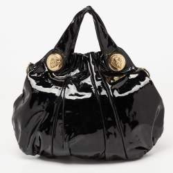 مملوكة مسبقًا Gucci Black Patent Leather Large Hysteria Hobo