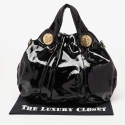 مملوكة مسبقًا Gucci Black Patent Leather Large Hysteria Hobo