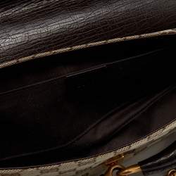 Pre Owned حقيبة كلتش غوتشي هورسبيت جلد وكانفاس جي جي بيج/بني بسلسلة