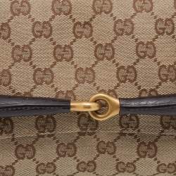 Pre Owned حقيبة كلتش غوتشي هورسبيت جلد وكانفاس جي جي بيج/بني بسلسلة