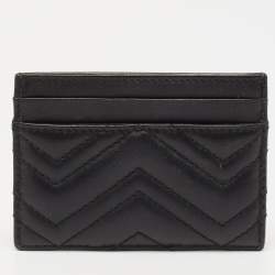 Pre Owned حافظة بطاقات غوتشي مارمونت جلد أسود ماتيلاس 