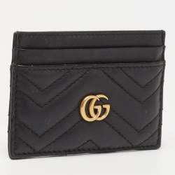 Pre Owned حافظة بطاقات غوتشي مارمونت جلد أسود ماتيلاس 