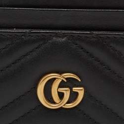 Pre Owned حافظة بطاقات غوتشي مارمونت جلد أسود ماتيلاس 