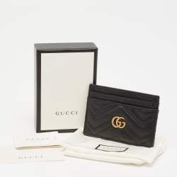 Pre Owned حافظة بطاقات غوتشي مارمونت جلد أسود ماتيلاس 