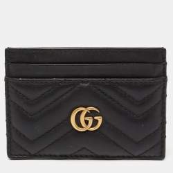 Pre Owned حافظة بطاقات غوتشي مارمونت جلد أسود ماتيلاس 