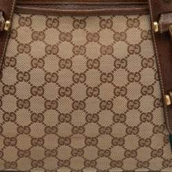 Pre Owned Gucci Beige GG Canvas Grommet Straps Pelham Tote