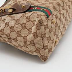 Pre Owned Gucci Beige GG Canvas Grommet Straps Pelham Tote