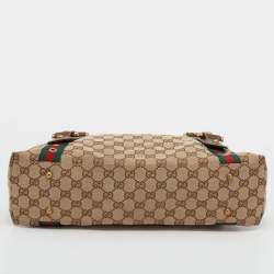Pre Owned Gucci Beige GG Canvas Grommet Straps Pelham Tote