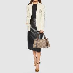 Pre Owned Gucci Beige GG Canvas Grommet Straps Pelham Tote