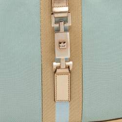 Pre Owned Gucci Blue/Gold Canvas and Leather Jackie O Hobo