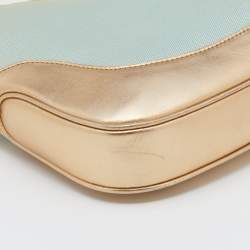Pre Owned Gucci Blue/Gold Canvas and Leather Jackie O Hobo