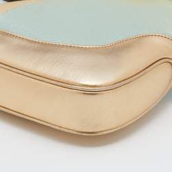 Pre Owned Gucci Blue/Gold Canvas and Leather Jackie O Hobo