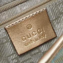 Pre Owned Gucci Blue/Gold Canvas and Leather Jackie O Hobo